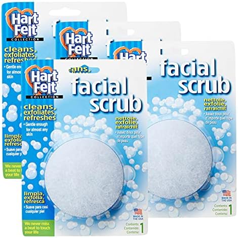 HartFelt piling za lice okrugli piling spužvasti jastučić za njegu kože, proizveden u SAD-u, Home Facial,