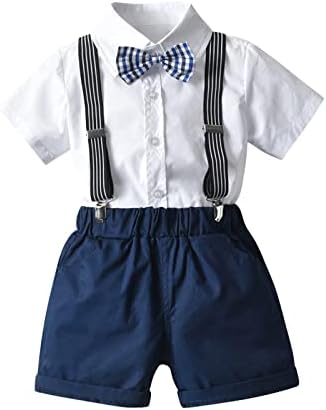 2-9T Baby Boys Gentleman Outfits Set kratkih rukava Casual ljetni kombinezon leptir button Shirt sa Bib