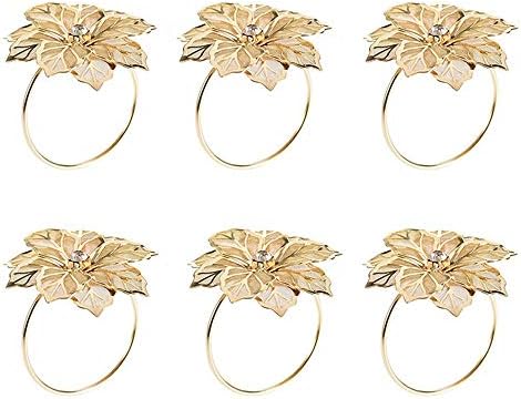 Chdhaltd prsten sa salvetom, 6pcs legura prstenovi, dizajn cvijeća prstenovi za salvete za vjenčane prijemjenice