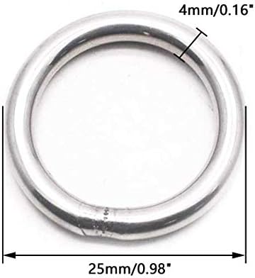 Honjie 4mm x 25 mm nehrđajući čelik okrugli prsten zavareni morski stupanj za pojaseve hardverske torbe