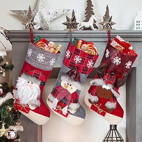 Toyvian 3pcs 19.6 Božićne čarape, božićne božićne dekorative Božićne čarape Snjegović Elk Santa Claus Xmas