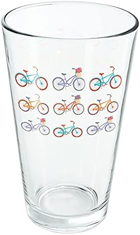 Bicycle and Bikes Pattern 16 Oz Pint Glass, kaljeno staklo, štampani dizajn & savršen Fan poklon / odličan