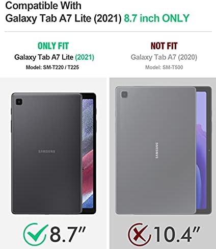 Poetička revolucionarna futrola dizajnirana za Galaxy Tab A7 Lite 8.7 sa zaštitnikom zaslona i Kickstand, cijelo tijelo Teška čvrstoća Čvrsta zaštitna zaštita od ispuštanja, crna, crna