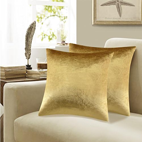 Gigizaza Dekorativni jastuk za bacanje 18 x 18, zlatni meki jastuk Velvet, set od 4 dekor kvadratnih obloga