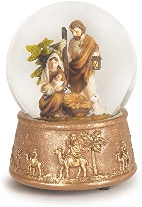 Dicksonovi Sveta porodica sa janjetinom zlatnim tonom Polyresin 7 inča Božićna rođenja Glazbeni vodeni globus