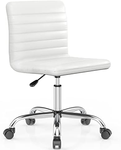 Stolna stolica, kancelarijska stolica bez ruku kožna okretna stolica sa srednjim leđima rebrasta kućna kancelarija