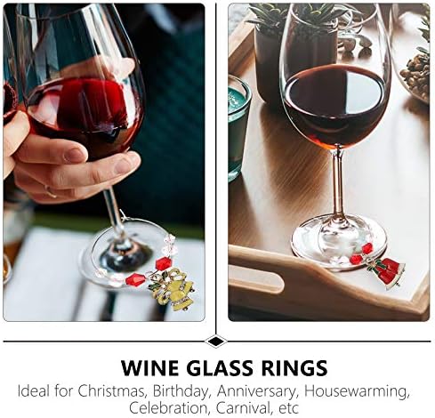Doitool 6kom Božićno vino staklo čari prstenovi Party Cups privjesci usluge potrepštine