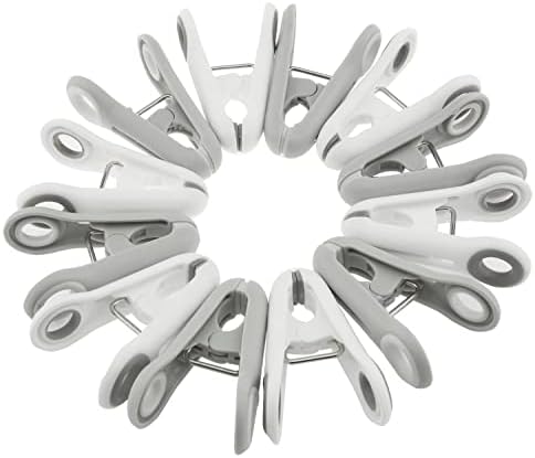 SJZBIN 12kom Traceless Clip vješalica za odjeću 2cm otvaranje sive i bijele plastične štipaljke za pričvršćivanje