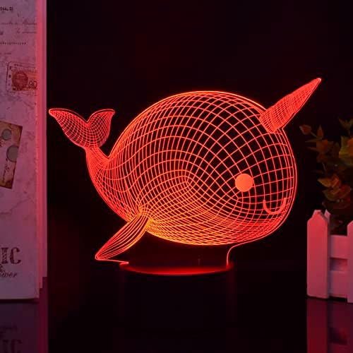 JSDECOR noćna svjetla za djecu Ocean Whale Illusion 3D noćna lampa noćna lampa 16 boja mijenjanje s daljinskim