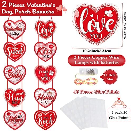 2 pakovanje valentine trijem znakovi osvijetljeni banner srčani poklopac zaljubljenih zaljubljenih viseći