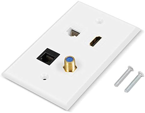 TNP Ethernet Coax HDMI zidna ploča - CAT 6 RJ45 Port + TV Coax / Coaxial F Type Connector + HDMI + telefon