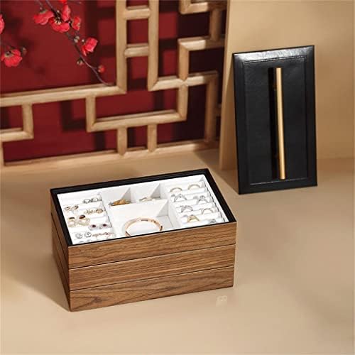 Gretd Drvena kutija za nakit 3 sloja Organizator torbica za čuvanje naušnica prsten ogrlica poklon kutije