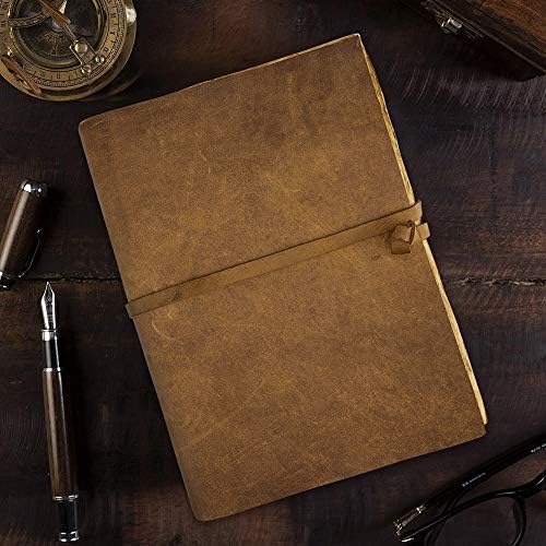 Vimoksha Vintage Leather Journal - leather Bound Journal For Women Men-Unlinded Deckle Edge papirni časopis