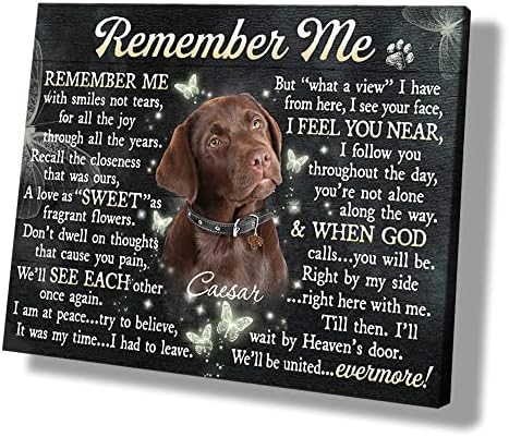 OOH-GIFT LTD Prilagođeno pseće memorijalno platno, personalizirana simpatija pasa Zapamti Me slika okvira
