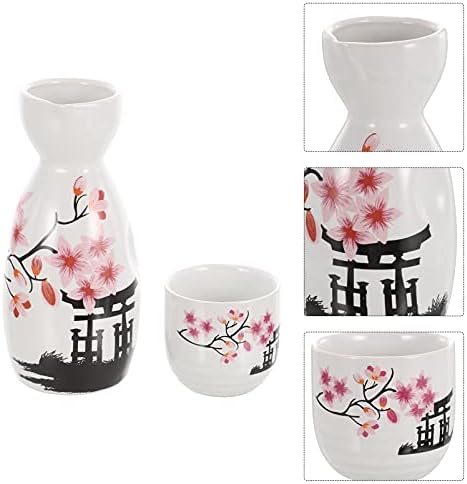 Prettyzoom Wiskey Set Sake Pot set Japanski stil Porcelain Hot Saki Set Soke Boca i 4pcs Sake Čaše Poklon