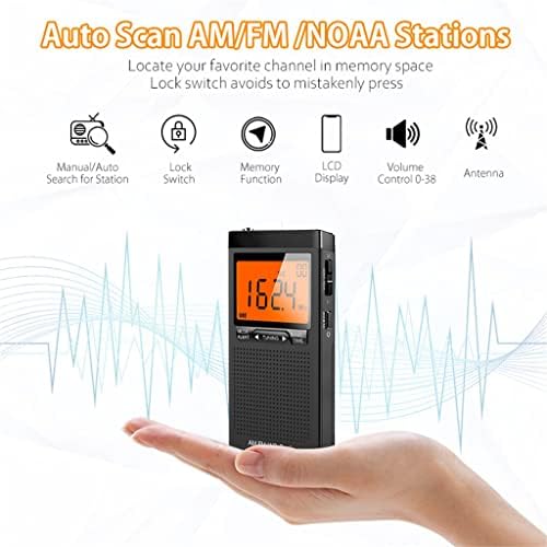 LMMDDP džepni radio za hitne slučajeve prijenosni budilnik s upozorenjem na vrijeme kanali za automatsko