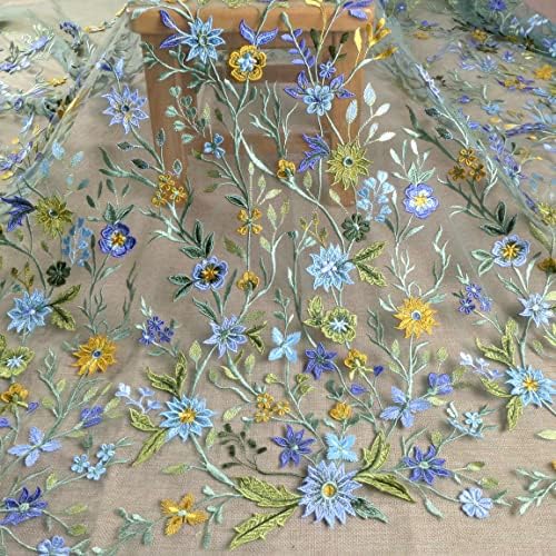47 Mješovite boje 3D cvijeće na bež mekoj tulle veznim čipkanim tkaninom od dvorišta