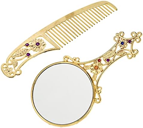Beaupretty Vintage set češlja za ogledalo dekorativno metalno Kozmetičko ogledalo Retro ogledalo za šminkanje