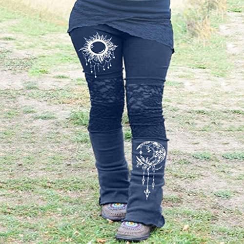 Ženske hlače Ležerne prilike elastične struke Mjesec Retro čipka čvrste uzorak Flared waist hlače ženske