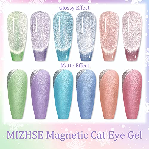 MIZHSE Reflective Glitter Gel lak za nokte & amp; magnetni gel za mačje oči, potopite UV LED svjetlosni