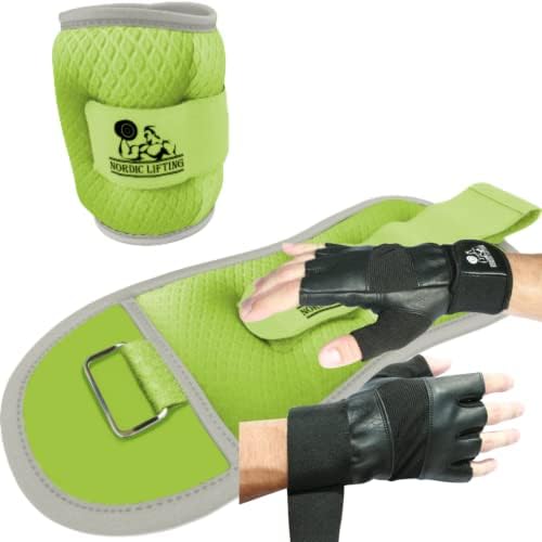 Zglobovi za ručni zglob dva 3 lbs - Zeleni snop s rukavicama za teretanu velike