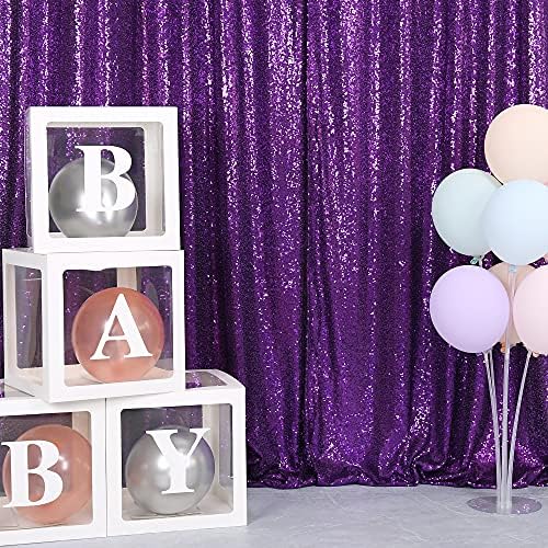 Blxsif ljubičaste zavjese u pozadini sa šljokicama - 2 ploče 2. 5x8FT Glitter Purple Photo Backdrop party