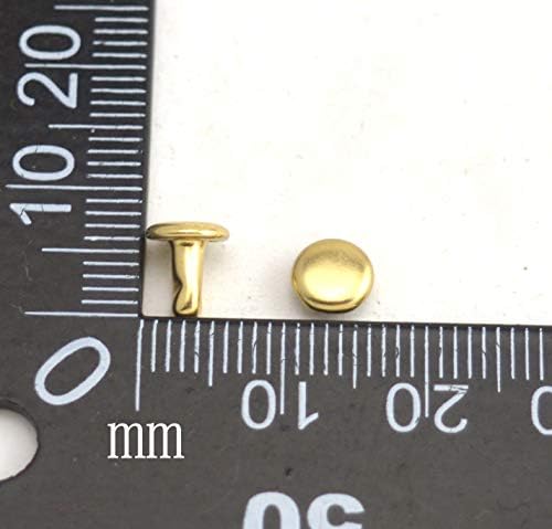 Wuuycoky Light Golden Dvostruko kapice Kožne zakovice Cijeva metalna kape 6 mm i post 6mm pakovanje od 100