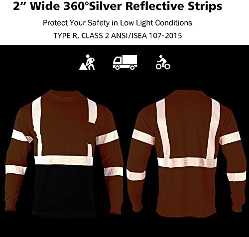 Vendace Sigurnost T košulje Reflection High Vidribist 3 Pack Hi Vis dugih rukava Radne majice za muškarce