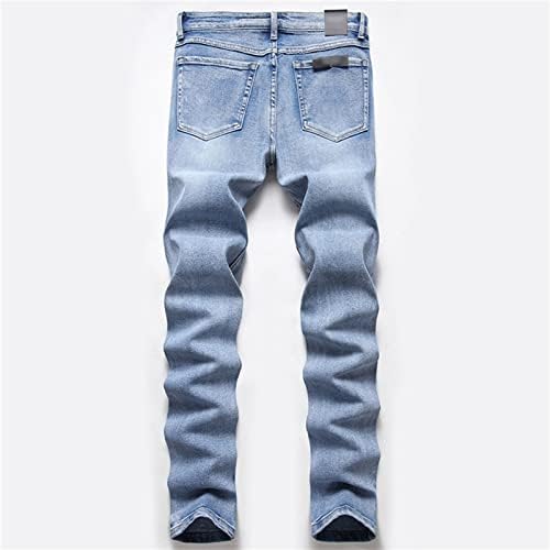 Muška konusna rupa Slim Stretch traper hlače Ispranu patentni zatvarač Uništite Jeans Moto Slim Fit Classic