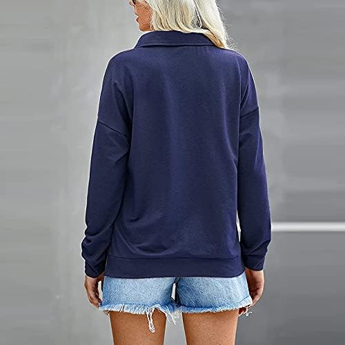 Ženska jednobojna dukserica s reverima Casual Zipper Plus Veličina labavi udoban rastezljivi aktivni džemper