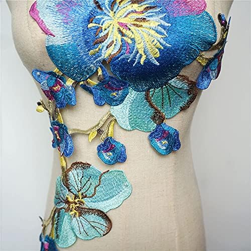 TBGFPO vezeno plavo ment cvijeće latica tkanina Appliques Collar ukrasi šivaju na zakrpe za vjenčanicu DIY