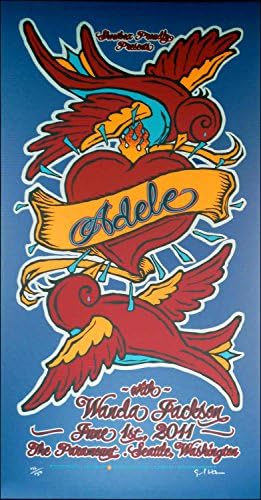 Adele Poster Wanda Jackson Seattle Originalni ručni potpisan Silkscreen Gary Houston 2011