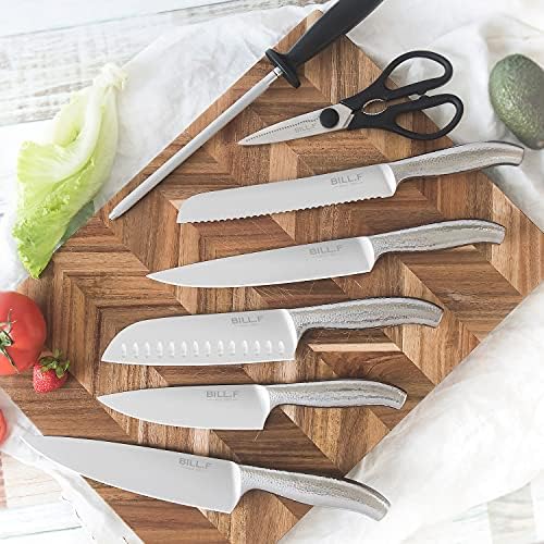 Kuhinjski Set noževa, 18 komada blokovi noževa sa Oštrilom, bagremova ploča za sečenje drveta - drvene kuhinjske