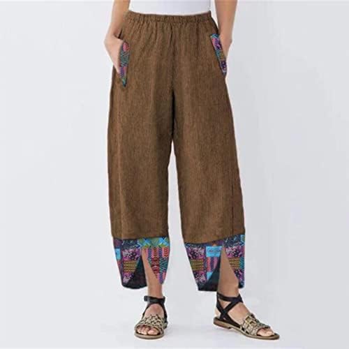 Ležerne letnje pamučne lanene pantalone za žene labave pantalone sa ravnim nogavicama visokog struka duge