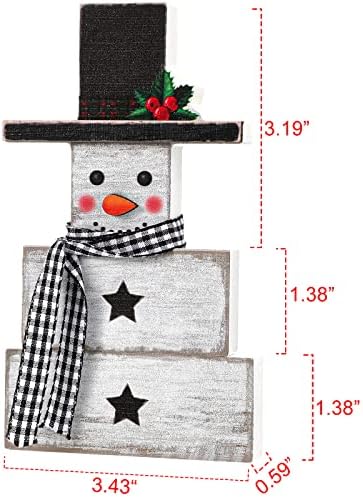 2 komada Božićne ukrase za božićne tablice Par za snijeg parnog dekora Drveni snjegovići znakovi sa plaikom