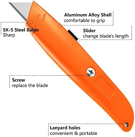 DIYSELF 2 Pakovanje kutija rezač uvlačenje sa 10 paket pomoćnih noževa, Sharp SK5 čelika Utility noževa,