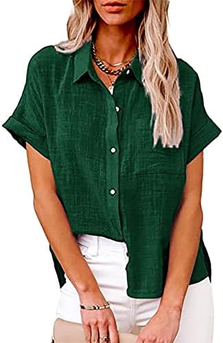 Ljetni vrhovi za žene 2023 Modna majica gumba Ženska V-izrez Labavi majica Bluza