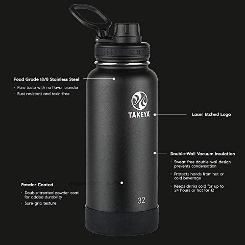 Takeya aktivira izolirana boca vode od nehrđajućeg čelika sa močvarom, 40 unca, onyx & aktivira izolirana