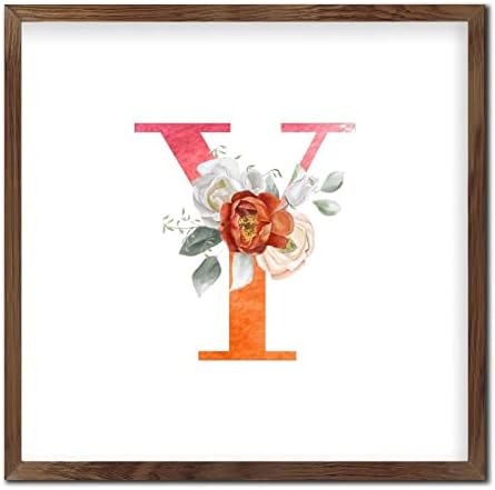Početno slovo Y Pink Orange Monogram Wood Framed Decor Decor Sign Art Motto Decor Modern English Alphabet