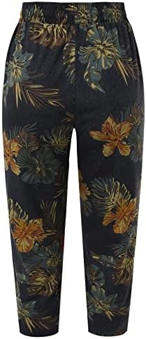 Miashui ženske casual pantalone hlače struk tiskane noge široke pantalone pamučne ženske hlače haljine za
