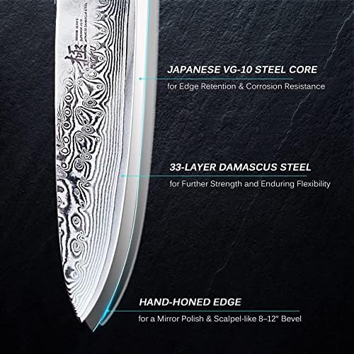 KYOKU 6 Pomoćni nož + 8 nazubljeni nož za hljeb-serija Shogun-japanska VG10 čelična jezgra kovana oštrica