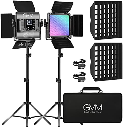GVM 850d RGB LED Video svjetla sa 2 Postolja za Softboxove, 360 ° video rasvjetna ploča u punoj boji sa