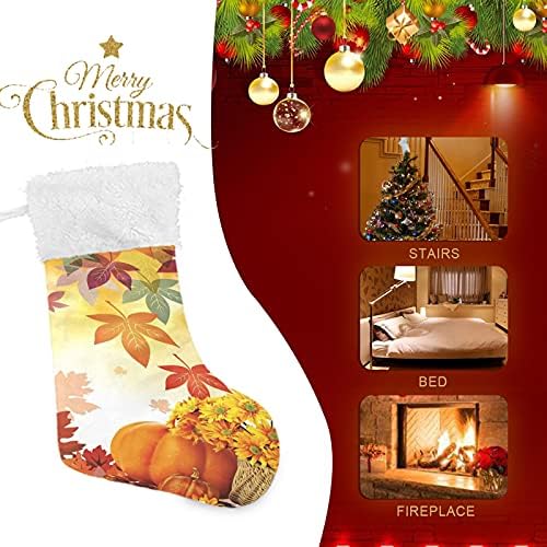 Alaza Božićne čarape Jesen javorov list bundeve klasični personalizirani veliki ukrasi za čarape za obiteljski