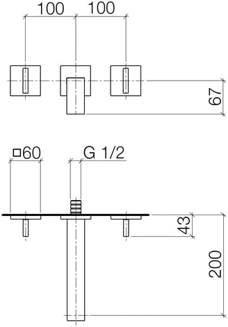 DornBracht 36712782-00 - Zidna mikserica sa tri rupe sa pojedinim prirubnicama