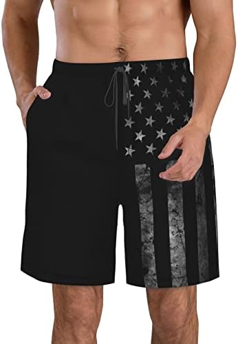 Siehycake Muške kuhanje Trunks Brza suha crna američka zastava Muške ploče na plaži Kratke hlače sa mrežastim