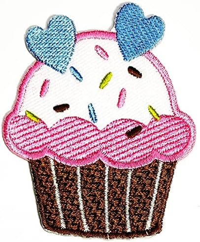 Kleenplus 2kom. PLAVO SRCE bijela čokolada Cupcakes Crtić pegla na zakrpama aktivnosti vezeni Logo obući
