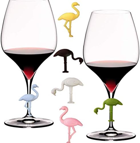 Doitool 6kom silikonska čaša za vino Charms Marker Flamingo oblik pića identifikacija naljepnica za zabave