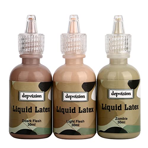 Depvision Liquid Latex 3 boje Set Bijela svježa bistra boja za specijalne efekte rana vodootporan profesionalni