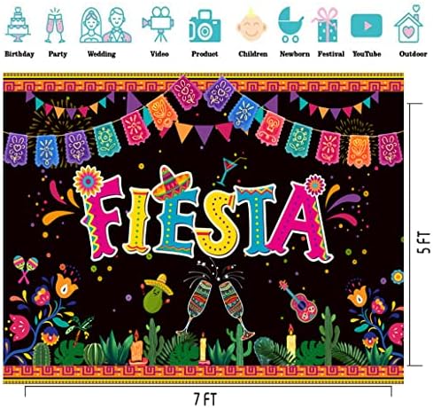 CYLYH 7x5ft Meksička tematska pozadina za zabavu Fiesta pozadina za zabavu Cinco De Mayo ukrasi za karnevalske zabave pozadina za rođendansku zabavu D802