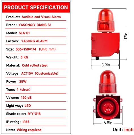 Industrijski zvučni i svjetlosni Alarm-LED stroboskop upozorenje svjetlo glasno Rog Vanjska sigurnosna sirena
